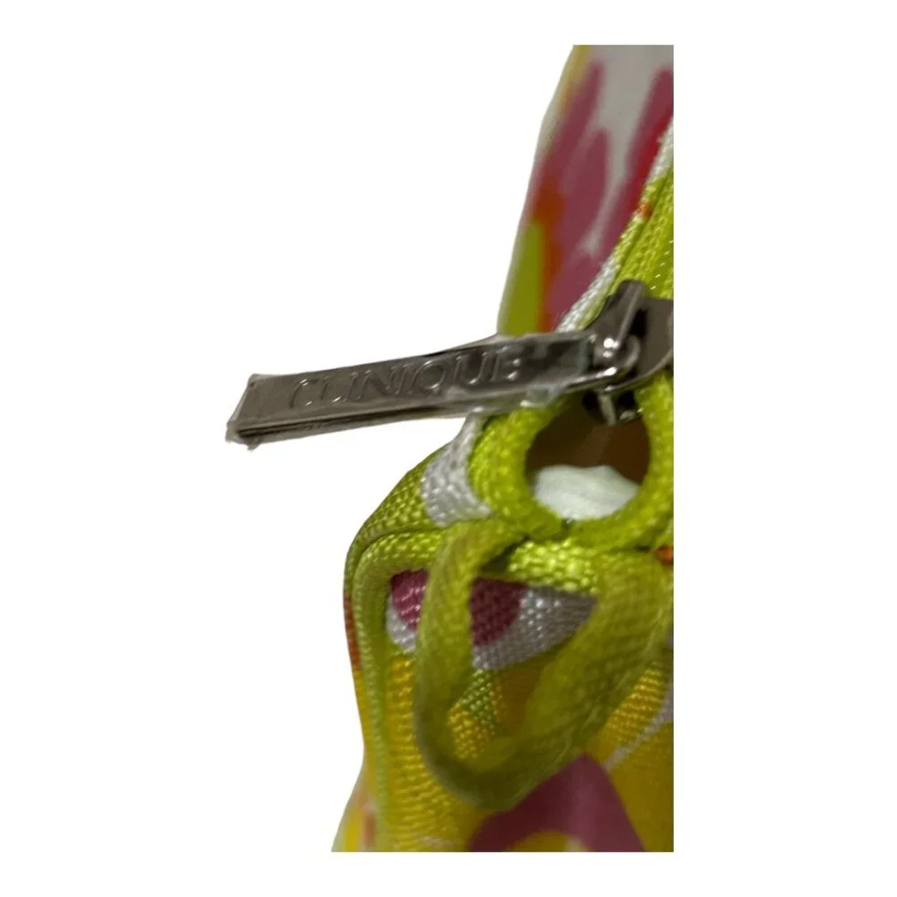 Clinique Floral Cosmetic Bag Makeup Holder Zipper Pouch Carrier Multicolored - Picture 5 of 10